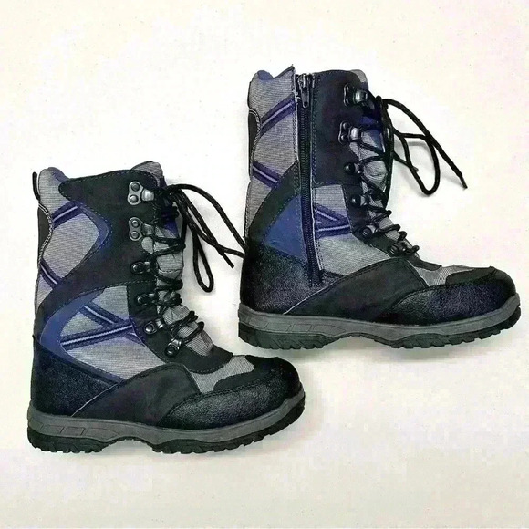 TOTES Kids Weslie Black Lace-Up and Side Zip Snowboot Size 3 - Picture 2 of 8